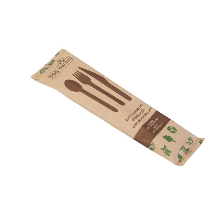 Wooden confection 1 paper 300 pcs knife+fork+spoon+service, TnG