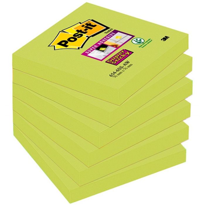 Self- adhesive pad, Post-it® Super Sticky (654-6SS-AW), 76x76mm, 1x90 sheets, green