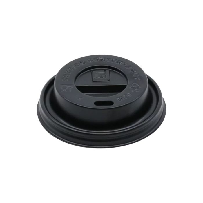 Lid 70mm PS black op.100pcs. (k/10) for cups 150-180ml