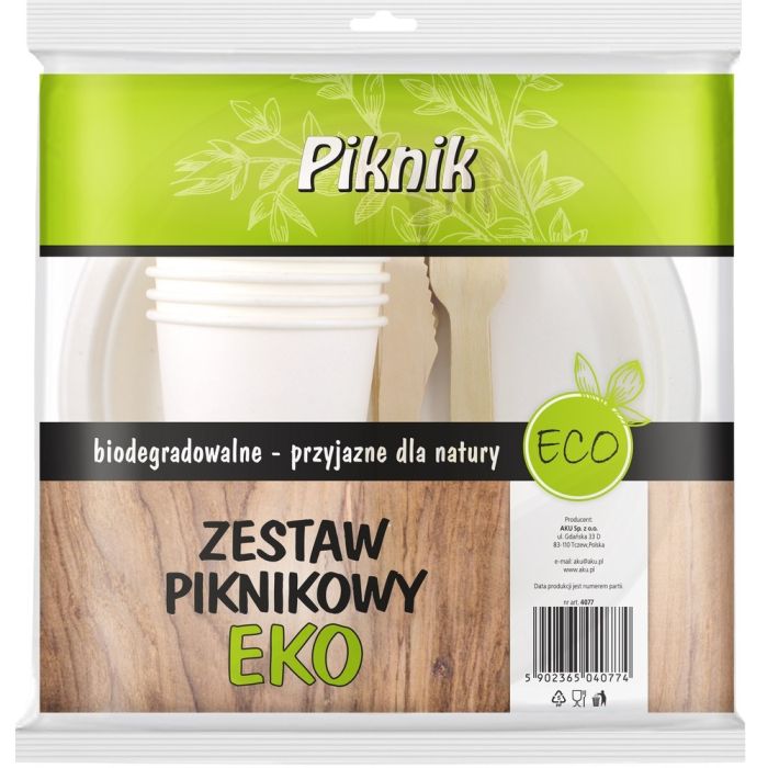 PIKNIK Zestaw grillowy 4 komplety: 4 talerze, 4 widelce, 4 noże, 4 kubki (k/8)