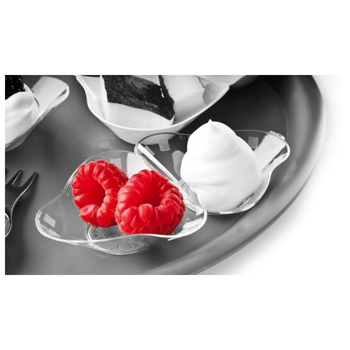 FINGERFOOD - podwójny talerzyk TRILOGY 6,1x11x1,6cm transparentny PS op. 50 sztuk