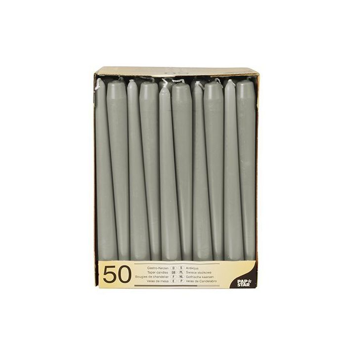 Candles cone 25cm grey dia. 2,2cm, 50 pieces