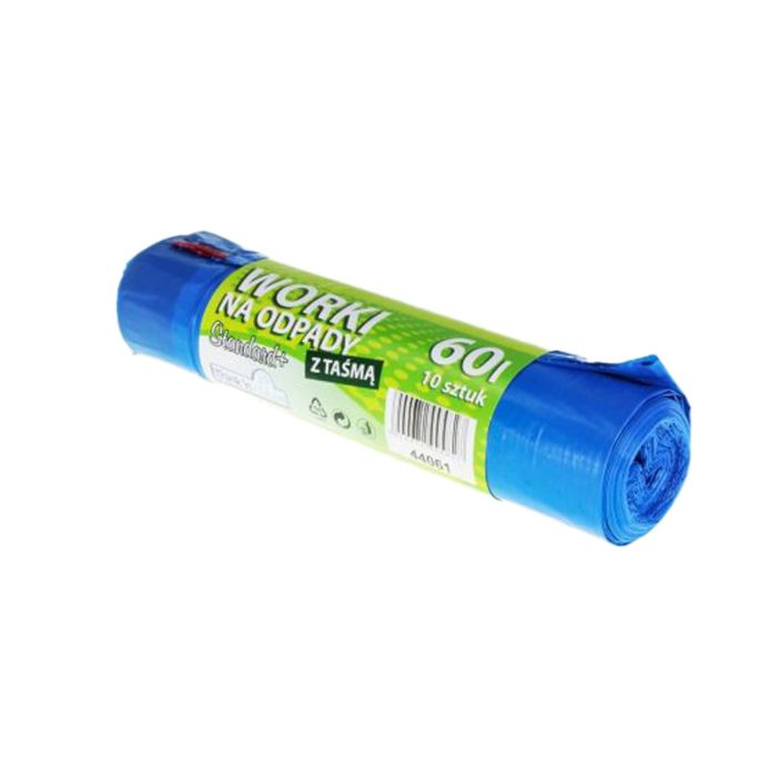 Worki na odpady LDPE 60l z taśmą, 10 szt. na rolce