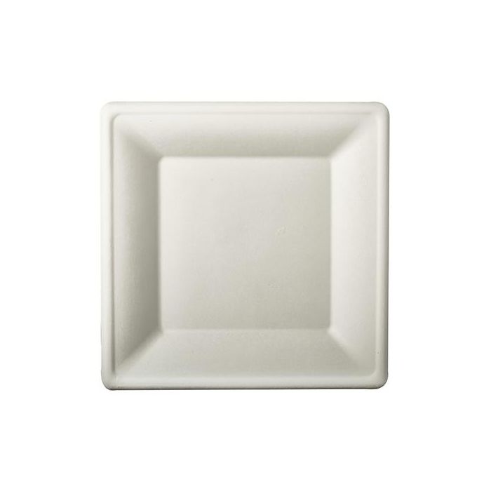 Cane sugar plate square 20x20 cm, white, pack of 50pcs (10)