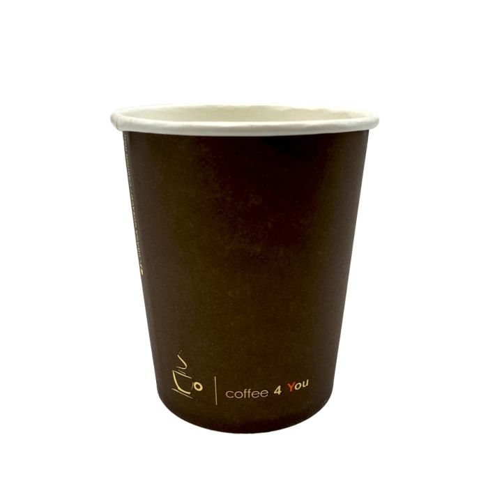 PAP/PE cup SW 250ml brown 100pcs (k/24) dia.80mm, Coffee 4 you, nadr.std 58 (222.507)