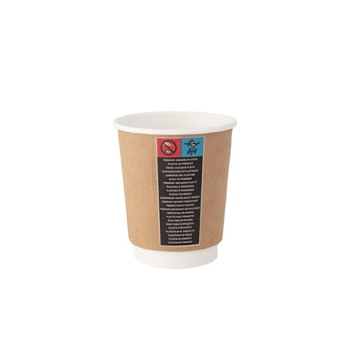 Paper cup kraft/white PAP/PE DW 250ml pack - 25 pcs.