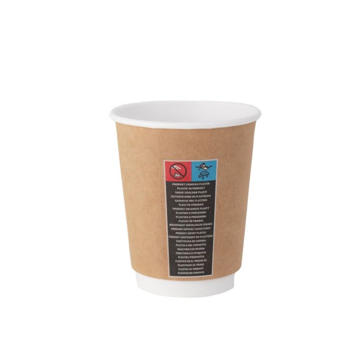 Kubek PAP/PE DW 300ml kraft/biały op.25szt. (k/20) śr.90mm, SUP