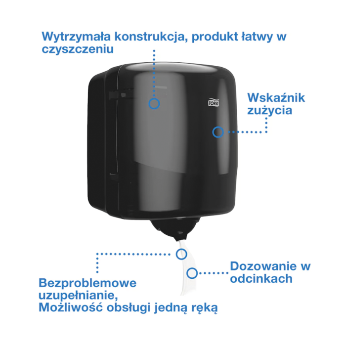 TORK Reflex™ dozownik do ręczników M4 centralnie dozowanych, obrotowa głowica, CZARNY