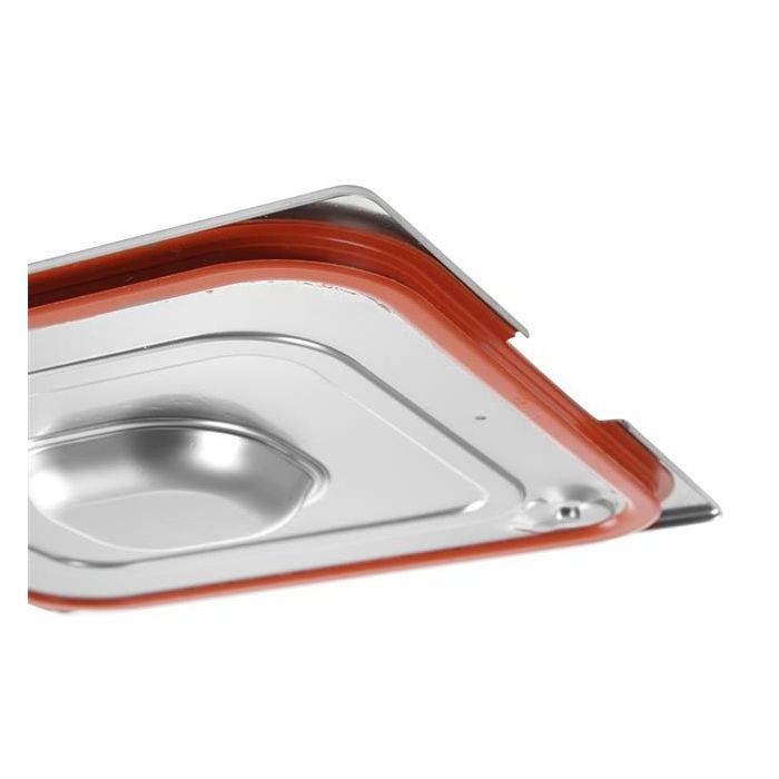Lid for GN 1/4 containers with silicone gasket and cut out for GN 1/4 handles - 265x162