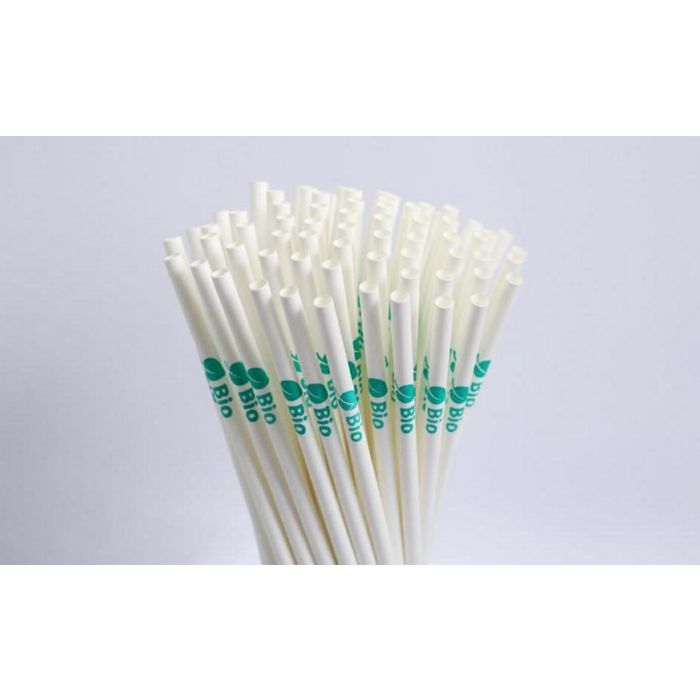 Paper straws dia.6mm length 20cm BIO white with naruk BIO, op.250pcs (k/28) TnG