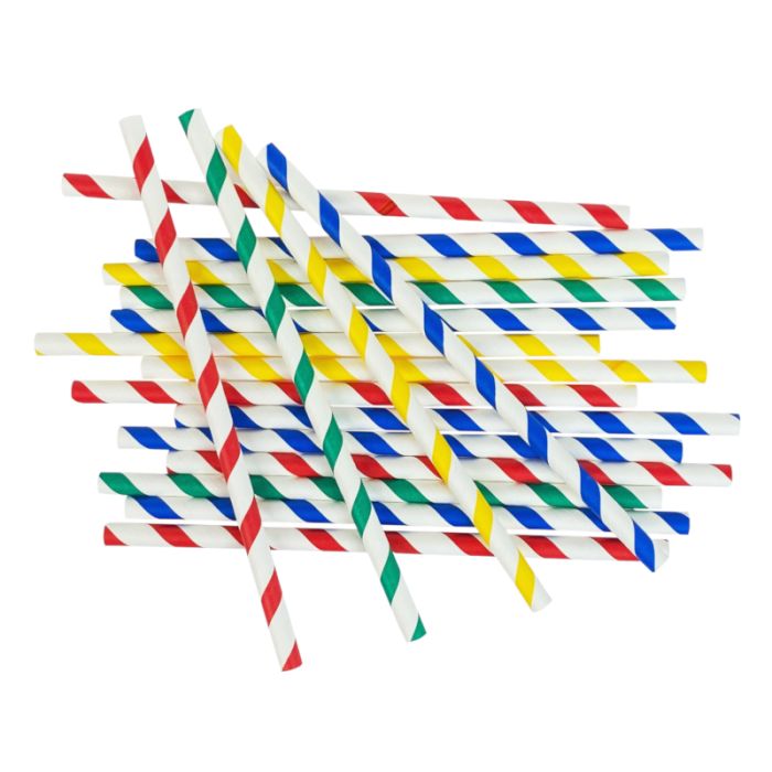 Paper straws, diameter.8mm length 20cm in strips,150pcs (k/28) MIX COLORS TnG Stripes mix""