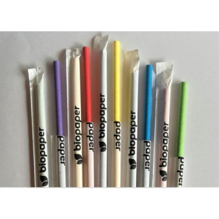 Paper straws dia.7mm length 20cm MIX colours, op.150pcs (k/23) conf. in paper TnG