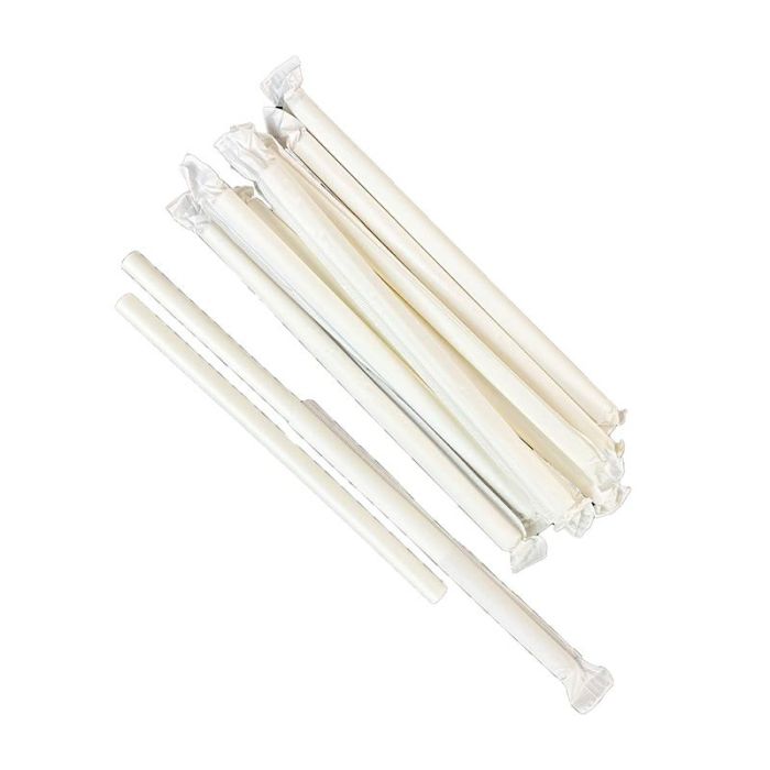 Paper straws dia.10mm length 20cm white Bubble Tea, 200pcs. (k/10) conf. in paper TnG