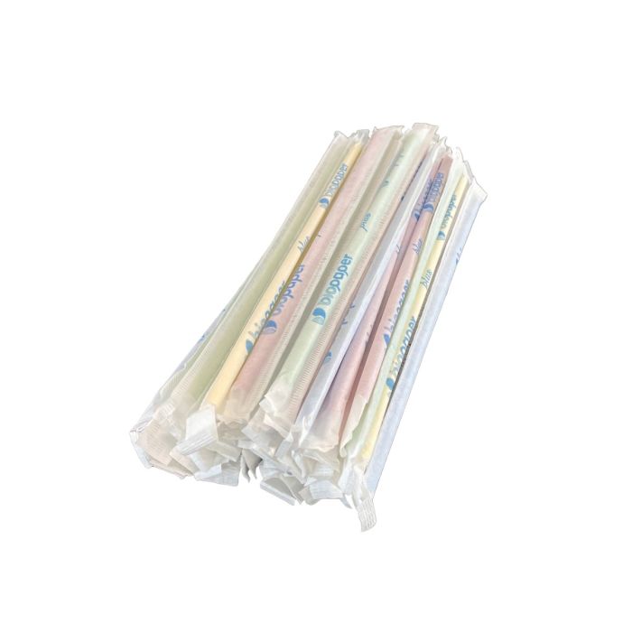Słomki papierowe łamane śr.6mm dł 22cm MIX KOLORÓW, op.250szt (k/21) konf. w papierku, TnG