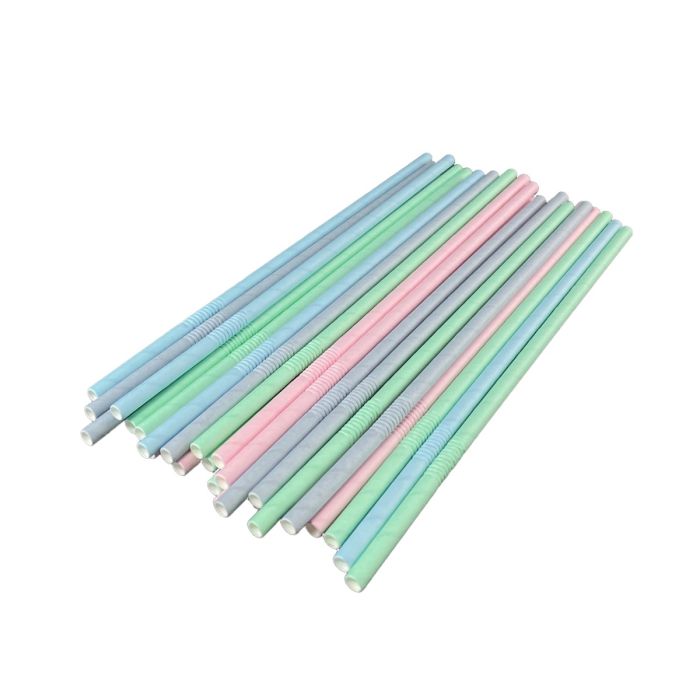 Paper straws, breakable, dia.6mm length 22cm PASTEL MIX, paper wrapped, TnG, 250 pieces (c/20)