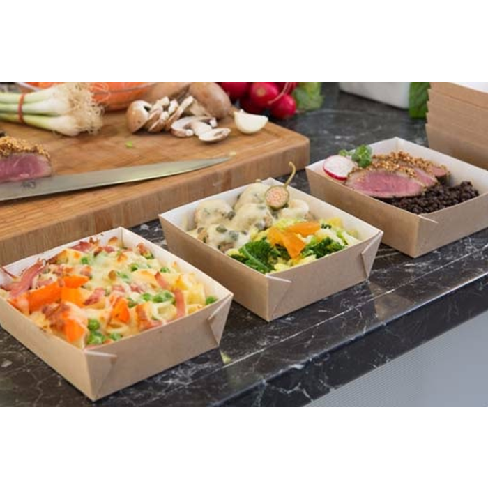 FOOD BOX 1100ml  op.50szt. brown 20x14x4,5cm (k/6) PLASTIC FREE