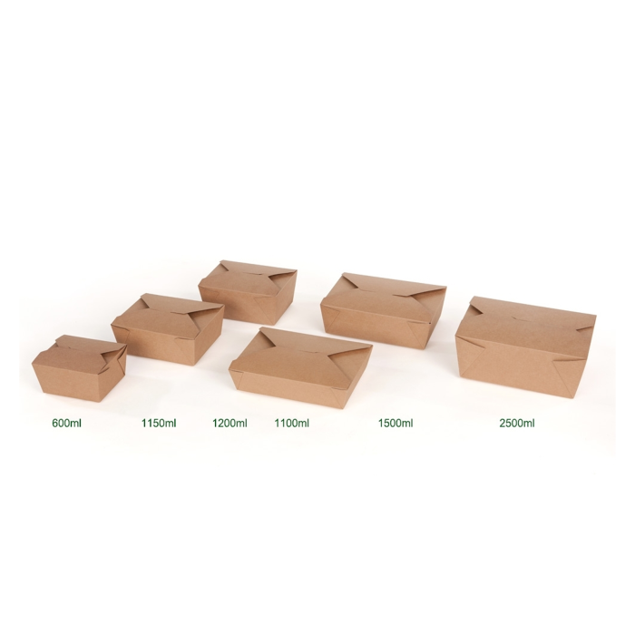 FOOD BOX 1100ml  op.50szt. brown 20x14x4,5cm (k/6) PLASTIC FREE