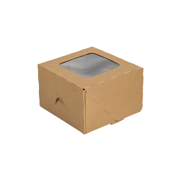 Confectionery box 13x13x7cm brown/brown - WINDOW pack of 165 pcs. without print