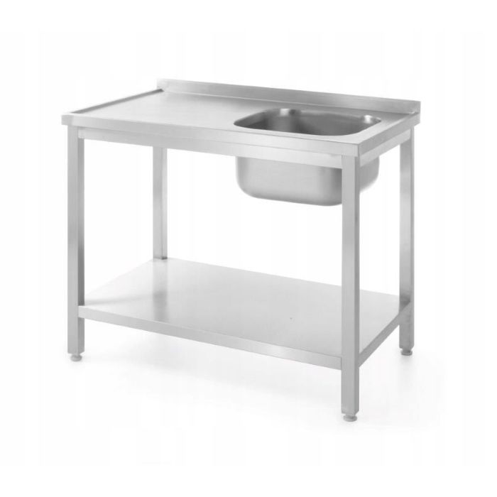 Table with one sink with shelf - right - screwed 811870