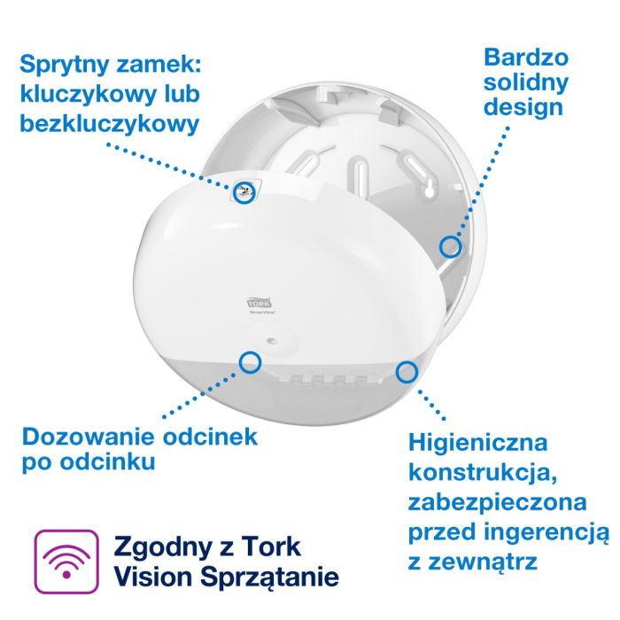 Podajnik na papier toaletowy w rolce Tork SmartOne®, biały T8