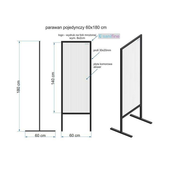 Protective screen polycarbonate single 60x180 cm