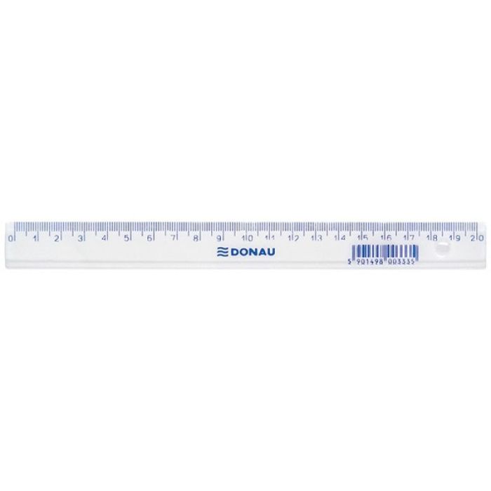 Ruler DONAU 20cm, hanging bag, clear