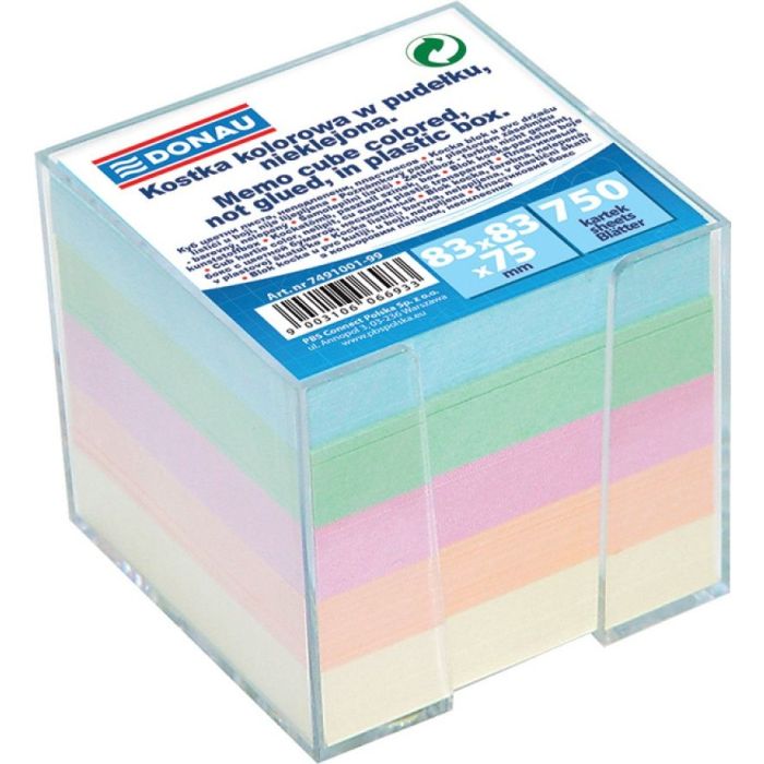 Note Cube Cards DONAU, in a box, 95x95x95mm, assorted colours