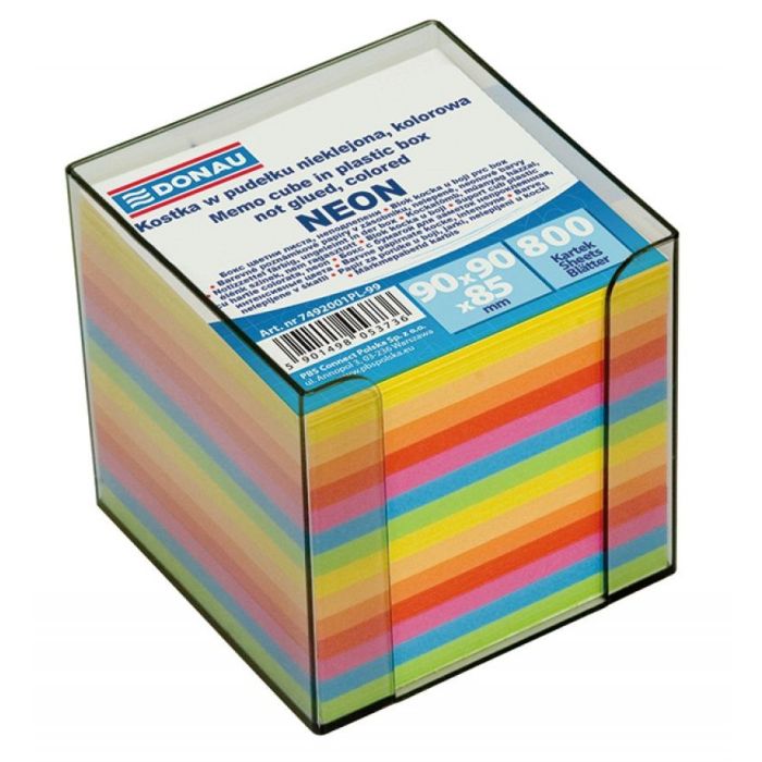 Note Cube Cards DONAU, in a box, 95x95x95mm, ca 700 cards, mix color