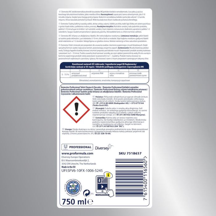 Domestos Toilet Cleaner & Descaler 750ml - preparat do czyszczenia muszli klozetowych