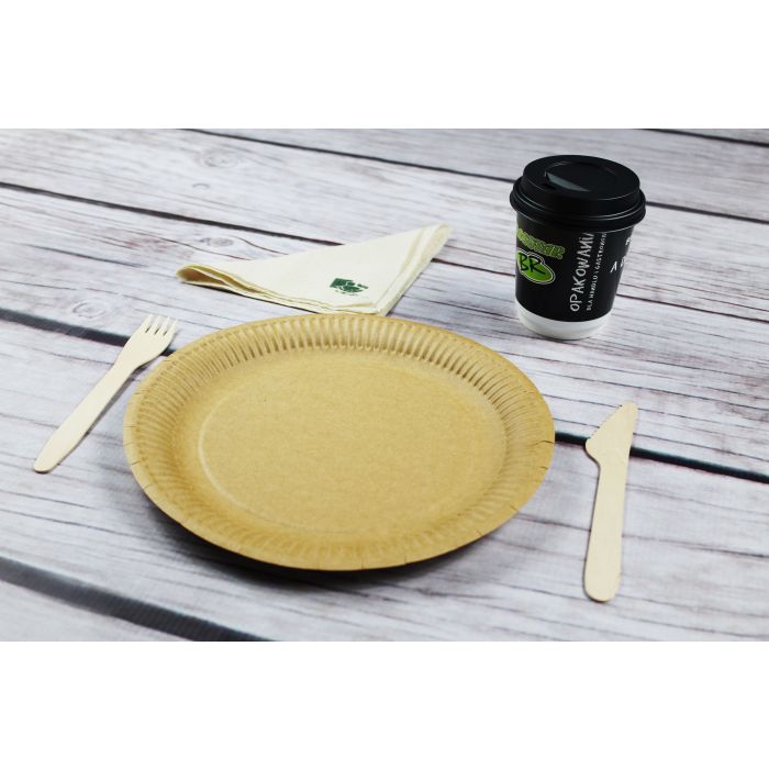 NATURE paper plate brown 23cm weight 300g, price for 50 pieces