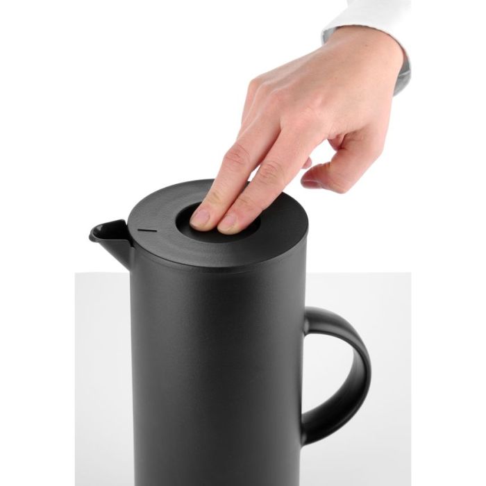 Vacuum jug black with button 1 l