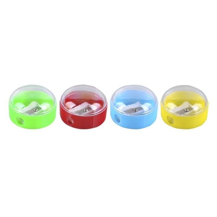 Pencil Sharpener DONAU, plastic, single hole, small round, assorted colours
