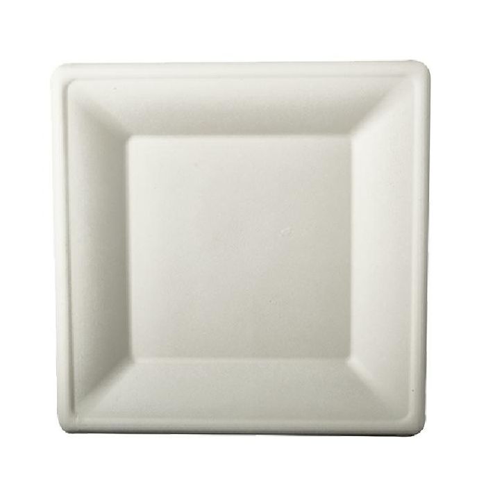Talerz z trzciny cukrowej kwadrat 26x26 cm, biały, opakowanie 50szt (k/10)