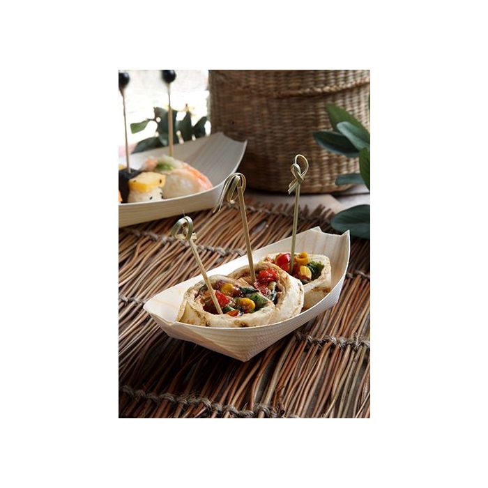 FINGERFOOD - miseczka z drewna 19xh.10cm "łódka" op. 50 sztuk