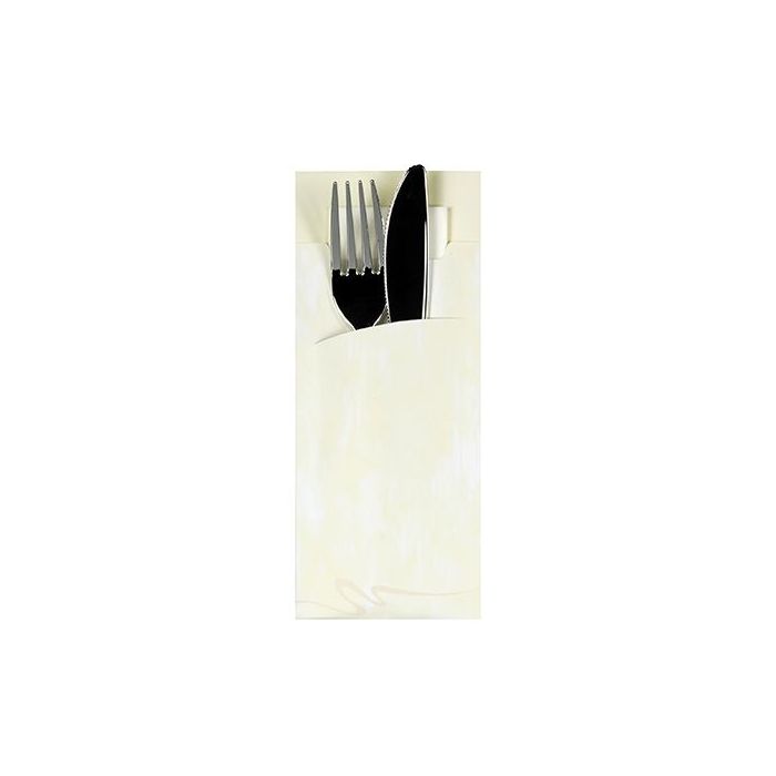 Etui-koperta na sztućce, 20 x 8,5 cm, opakowanie 520 szt., kremowy z kolorową serwetką