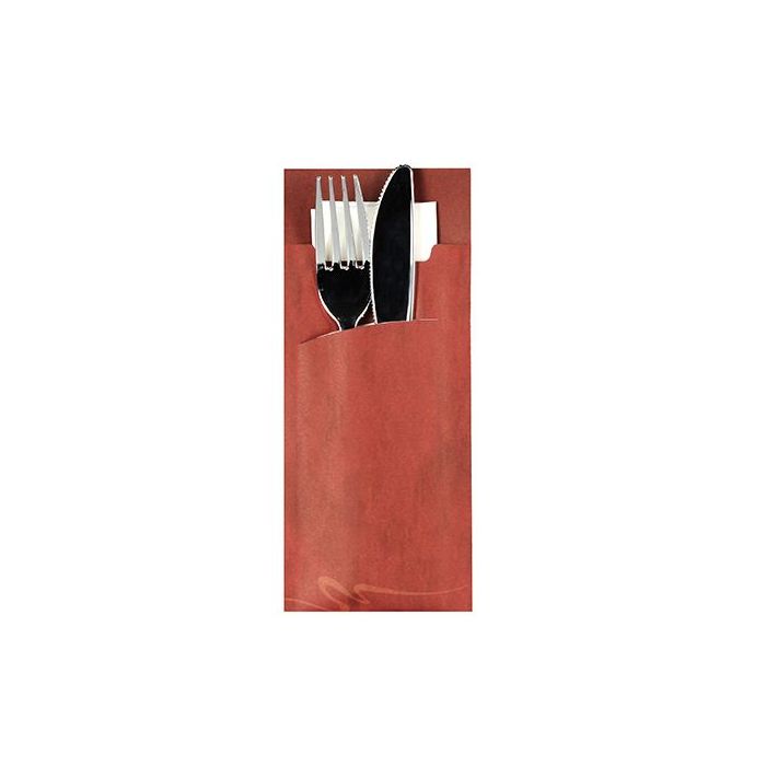 Etui-koperta na sztućce, 20 x 8,5 cm, opakowanie 520 szt., bordowy z kolorową serwetką