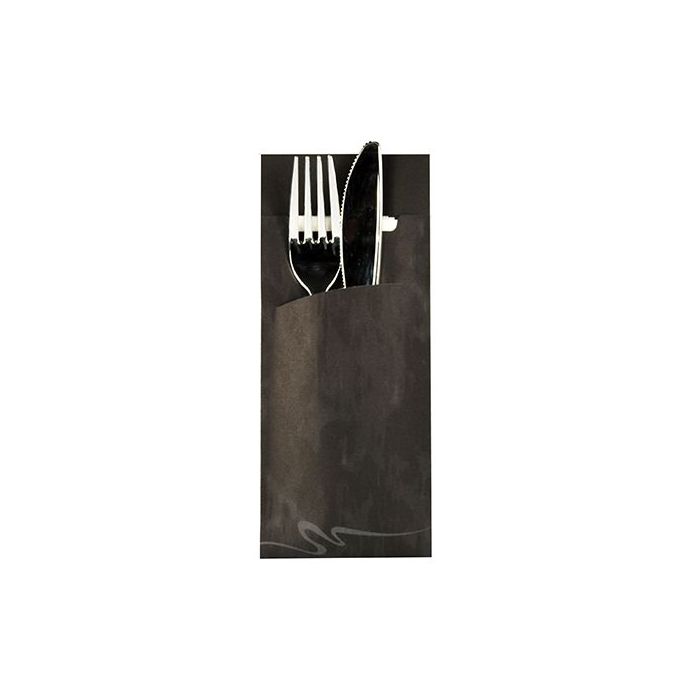 Etui-koperta na sztućce, 20 x 8,5 cm, opakowanie 520 szt., czarny z kolorową serwetką
