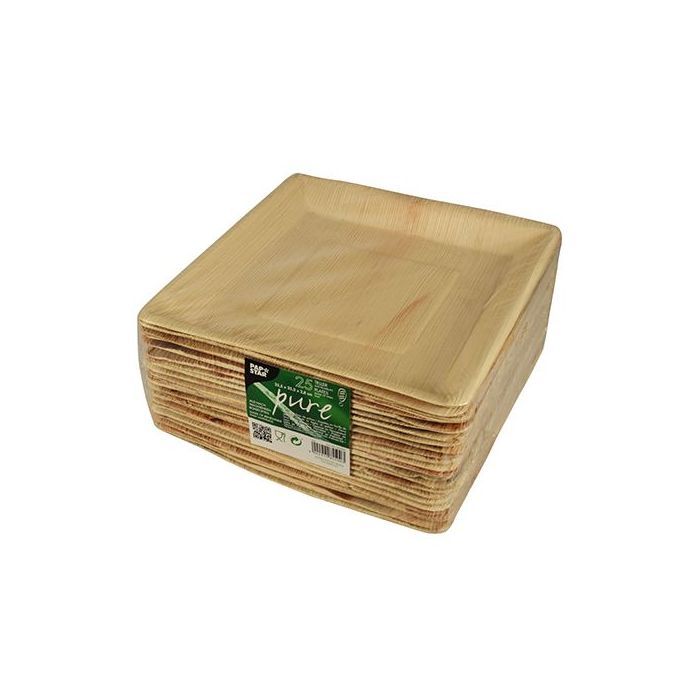 Talerz PURE z liści palmowych kwadratowy 25,5x25,5x 2,5 cm op. 25 sztuk