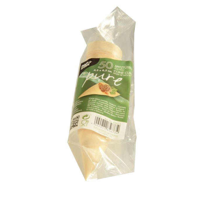 FINGERFOOD - wooden cones diameter 4,5xh.8,5cm, 50 piece