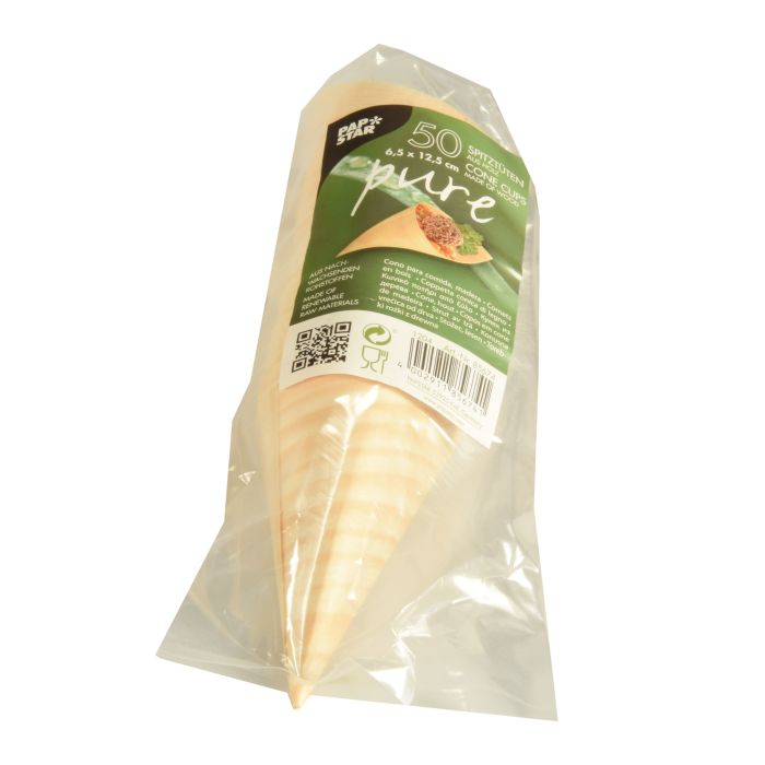 FINGERFOOD - wooden cones diameter 6,5xh.12,5cm 50 pieces