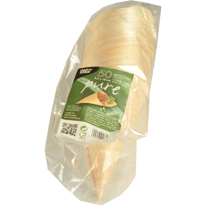 FINGERFOOD - wooden cones diameter 9,5xh.18cm, 50 pieces