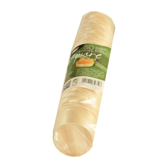 FINGERFOOD - round cups diameter 5xh.2cm wooden, 50 pieces