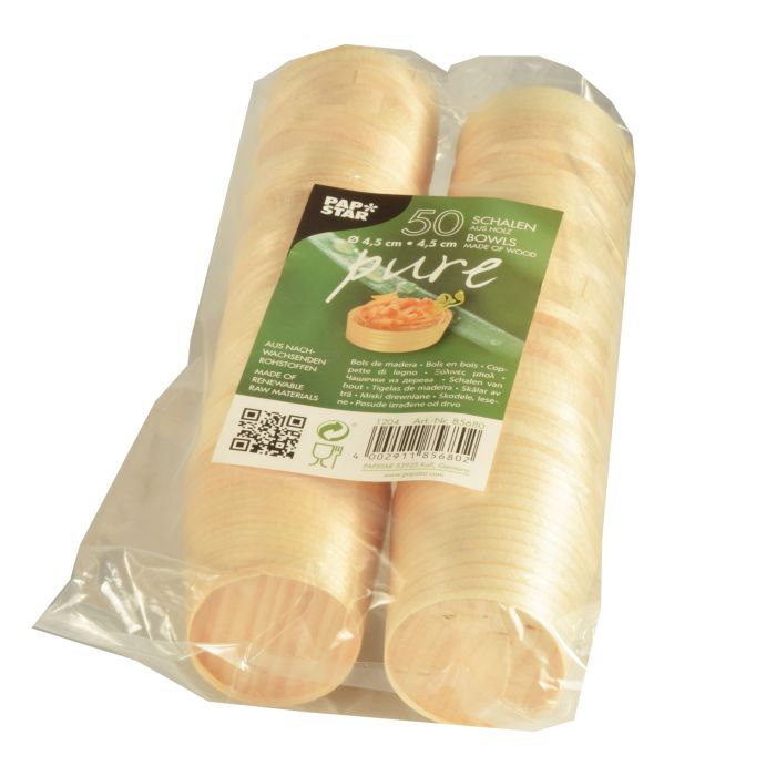 FINGERFOOD - pucharki okrągłe śr.4,5xh.4,5cm drewniane op. 50 sztuk