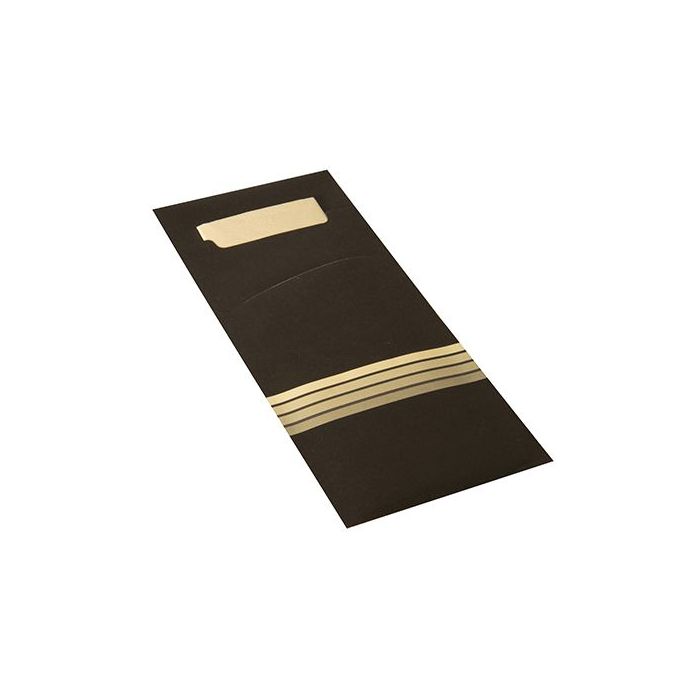 Cutlery pocket, 20 x 8.5 cm, pack of 520 pcs, Stripes" colour black/cream"