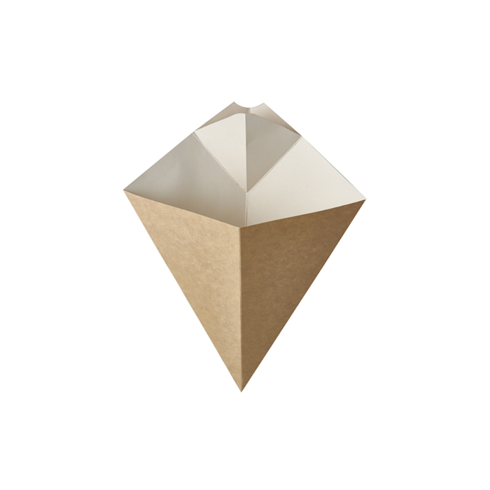 Cone FOR FRIES, NUGGETS brown medium +place for DIP h170/235mm width 190mm op.50szt PAPSTAR "PURE"