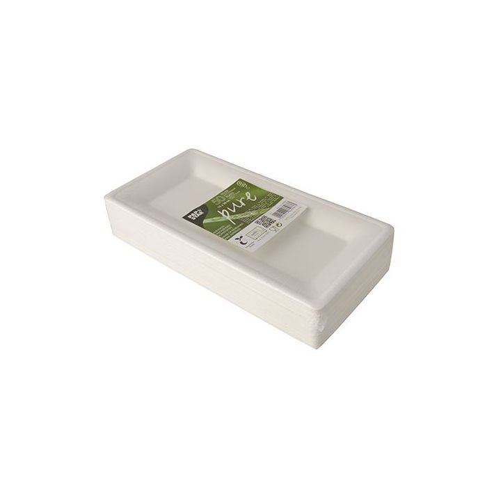 Sugar cane tray 13x26cm PURE, 50 pieces