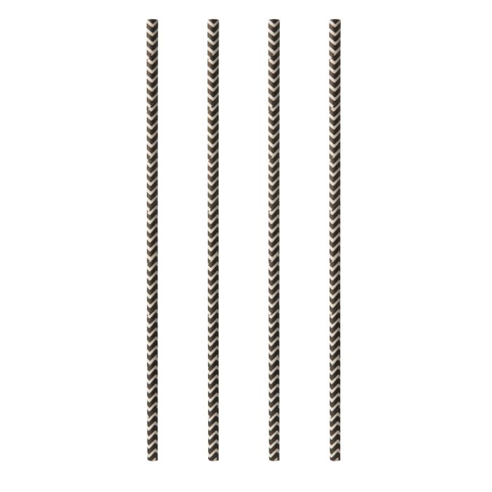 Słomki papierowe 6mm dł.20cm ZigZag black op. 100 sztuk