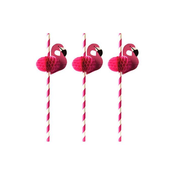 Paper straws 6mm 20cm Flamingos 50pcs.