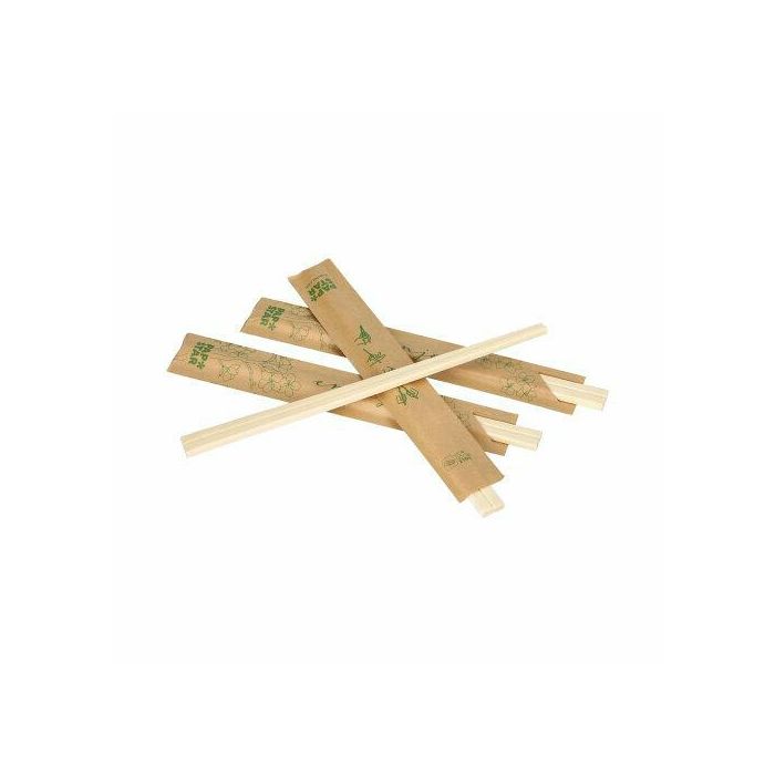 Wooden chopsticks 21cm kraft envelopes individually wrapped, op. 100 pairs (k/10)