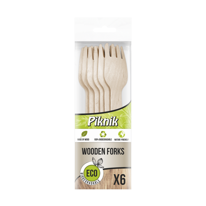GRILL & PIKNIK widelce drewniane op.6szt (k/80)